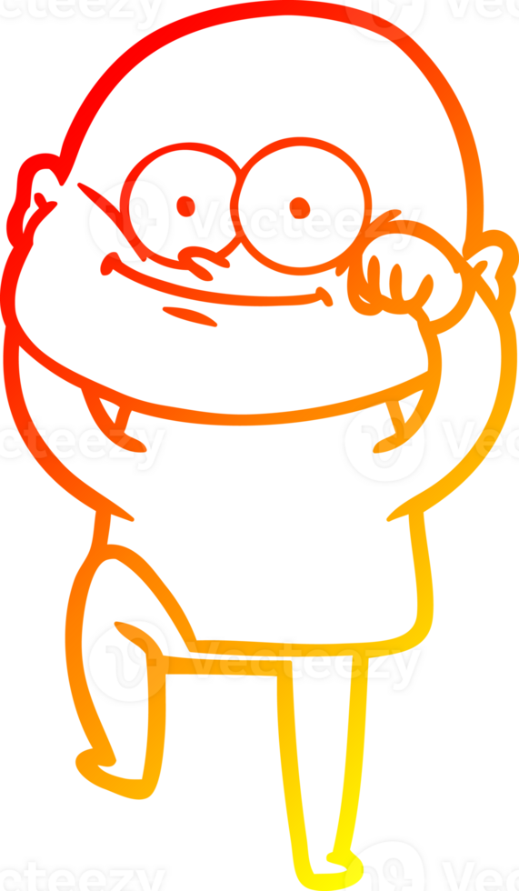 warm gradient line drawing of a cartoon bald man staring png