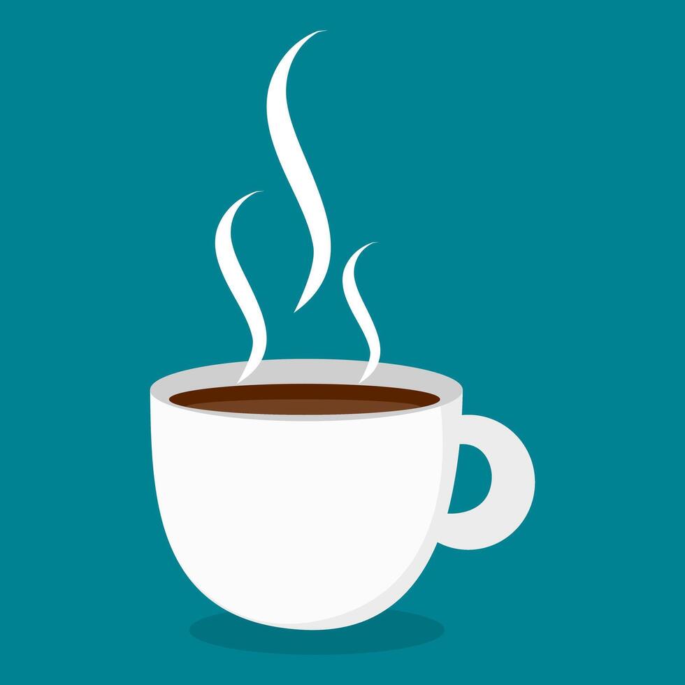 White coffee cup with smoke isolated on background. vector
