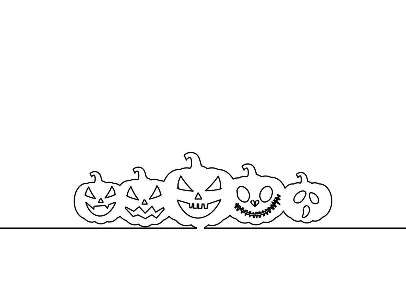 halloween pumpkin line drawing vector