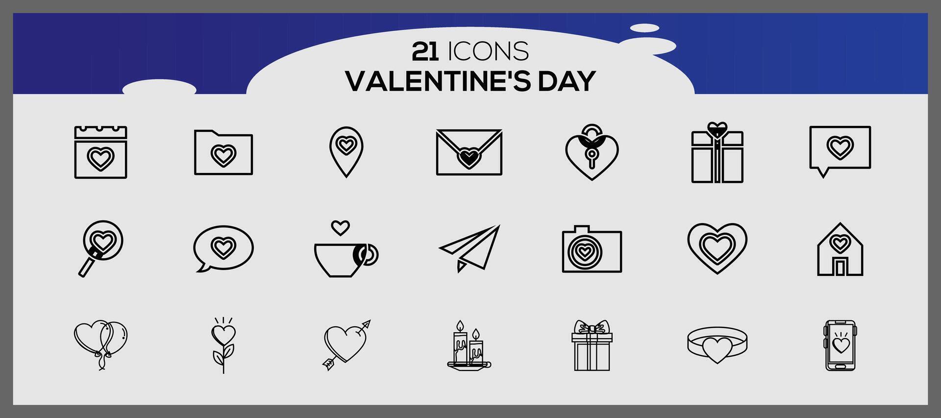 Valentine's day icons. Collection of illustrated valentine's icons. vector