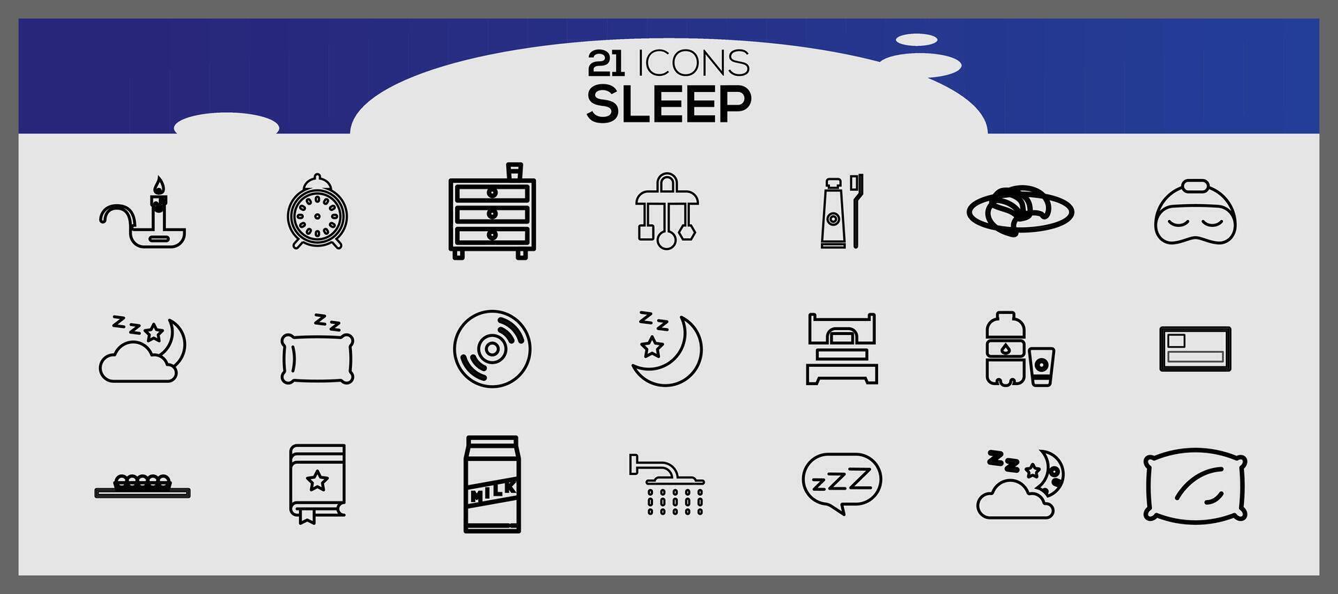 Sleep time icons. Sleep better concept flat icons. Set of sleep color icons. vector