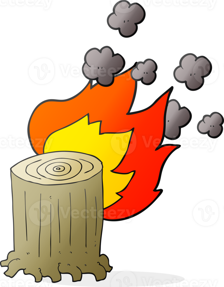 cartoon tree stump on fire png