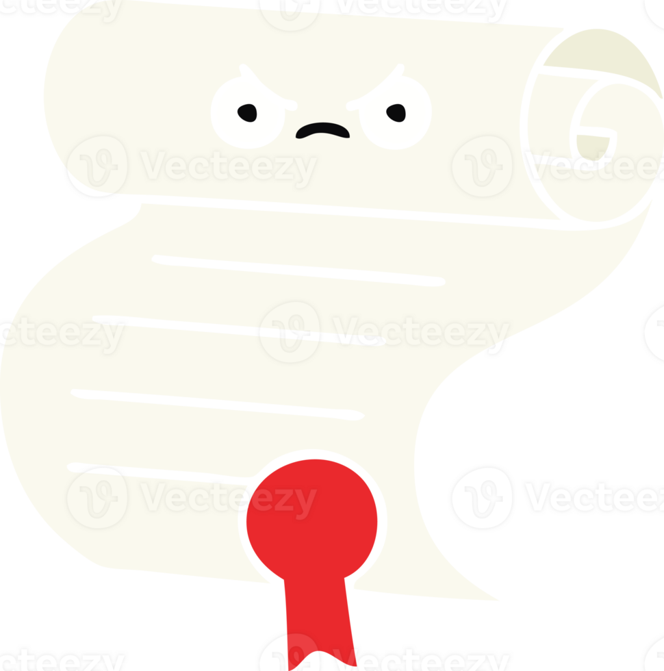 flat color retro cartoon contract png