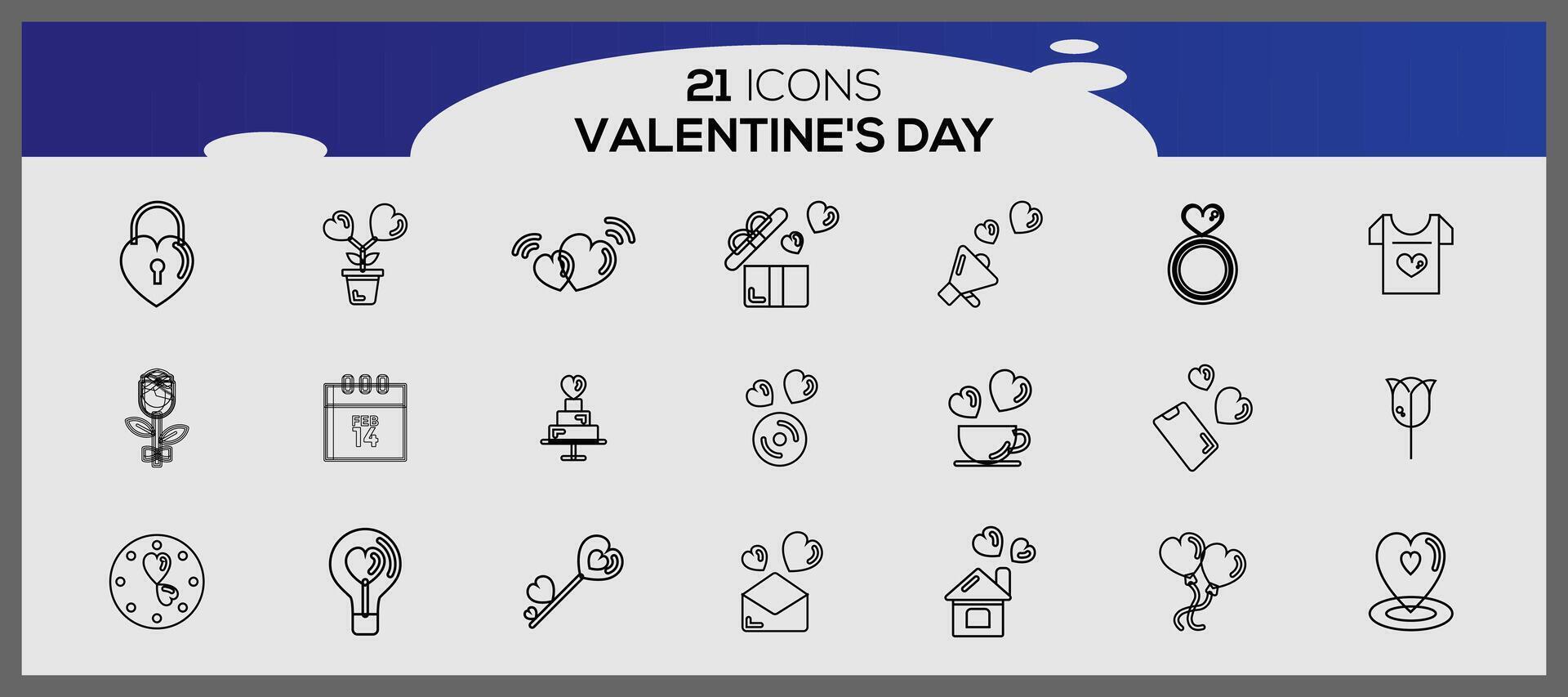 Valentine's day icons. Collection of illustrated valentine's icons. vector