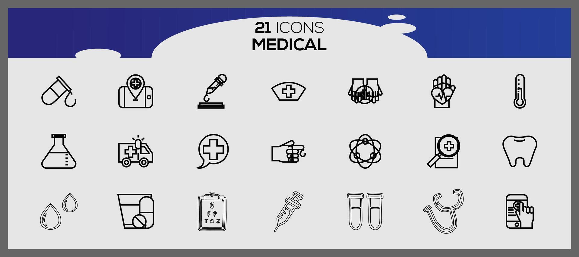 paquete de médico iconos salud íconos colocar. médico íconos embalar. vector