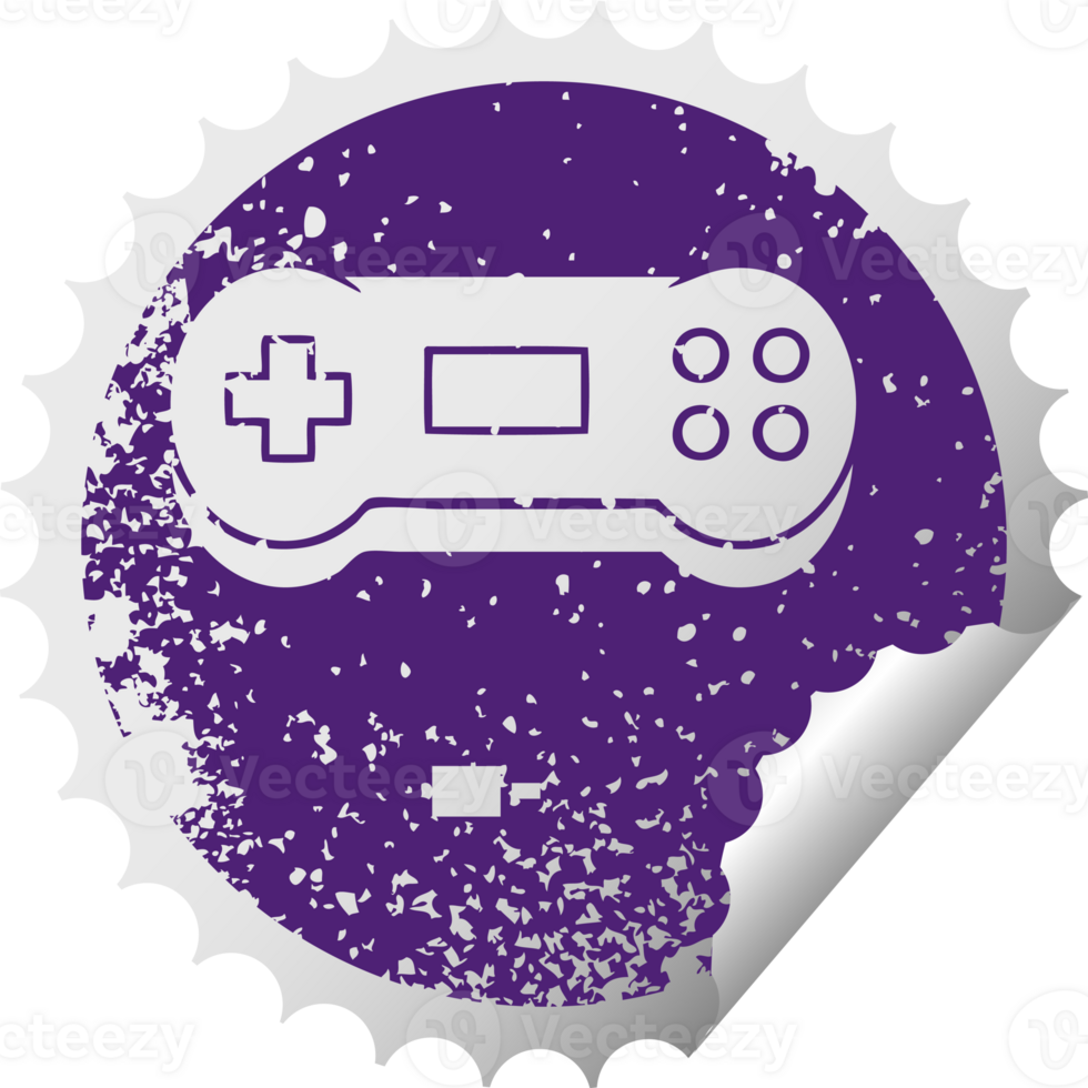 distressed circular peeling sticker symbol of a game controller png