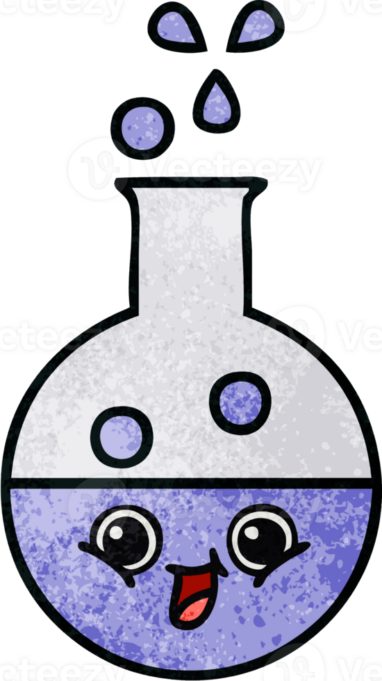 retro grunge texture cartoon of a test tube png