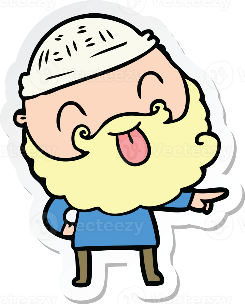 sticker of a man with beard sticking out tongue png