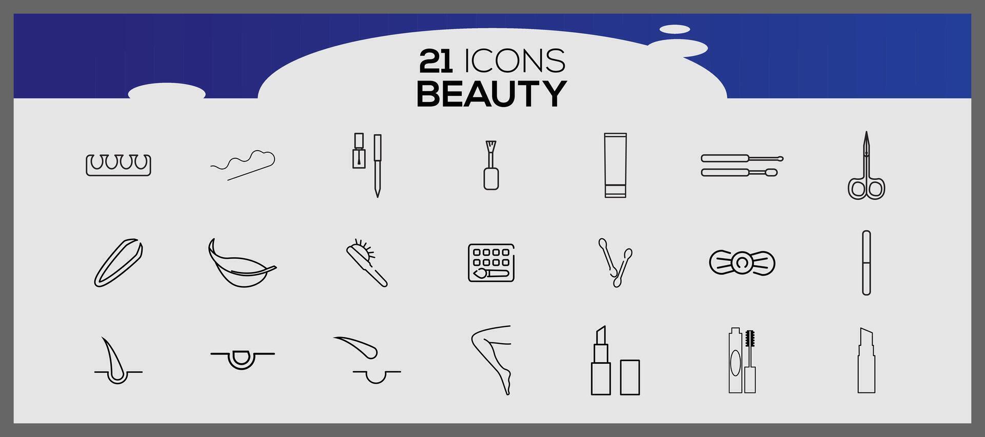 belleza y productos cosméticos mano dibujado íconos colocar. maquillaje y belleza icono colocar. belleza y cosmético mano dibujado artículos para cuidado. vector