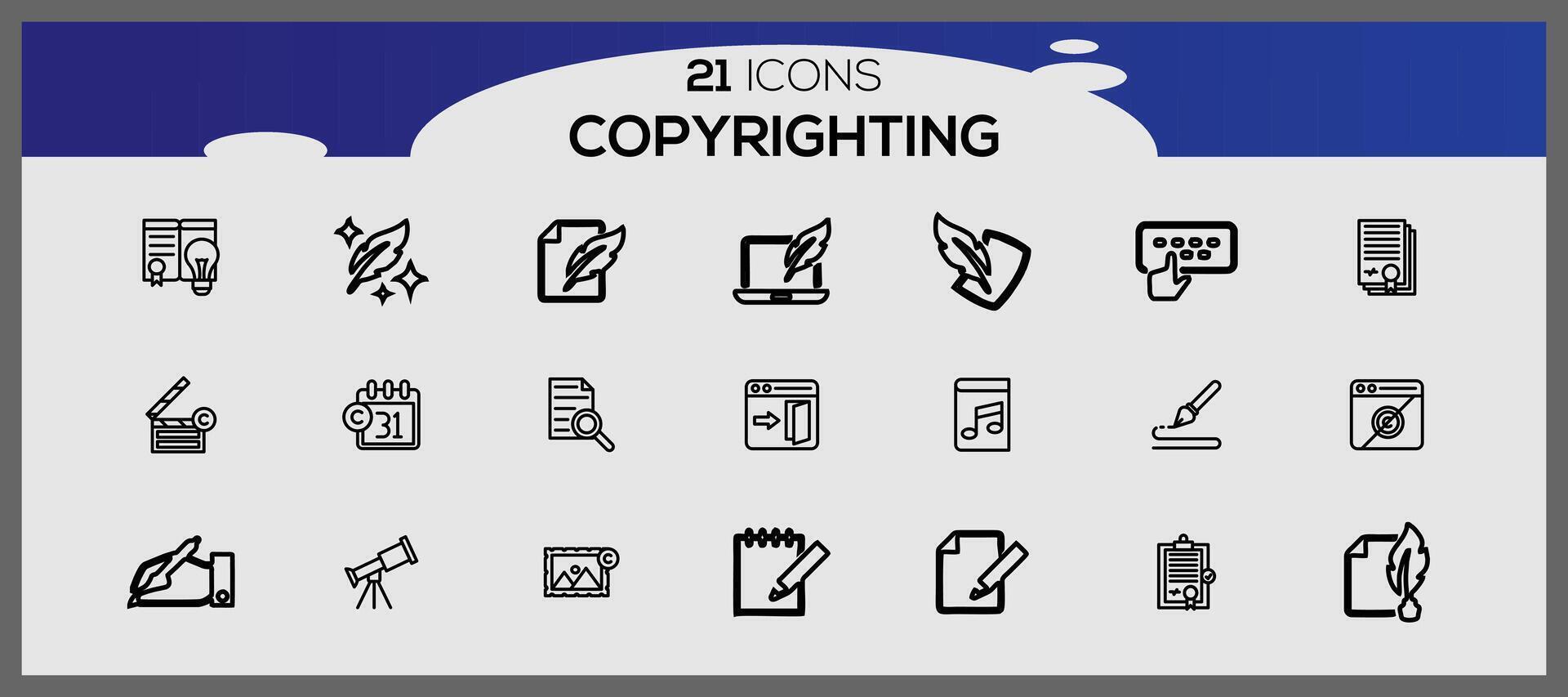 creativo derechos de autor plano icono embalar. derechos de autor íconos recopilación. Internet elementos iconos vector