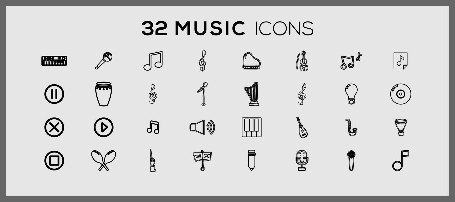 Music icon collection. Music instruments and set icons. Set of music musical instruments icons. vector