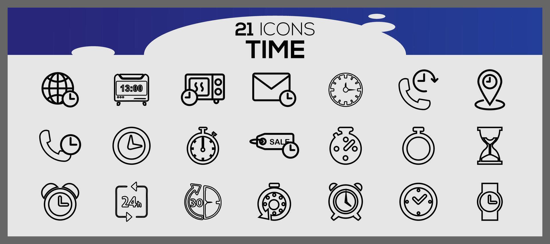 hora íconos recopilación. relojes icono colocar. reloj íconos colocar. vector