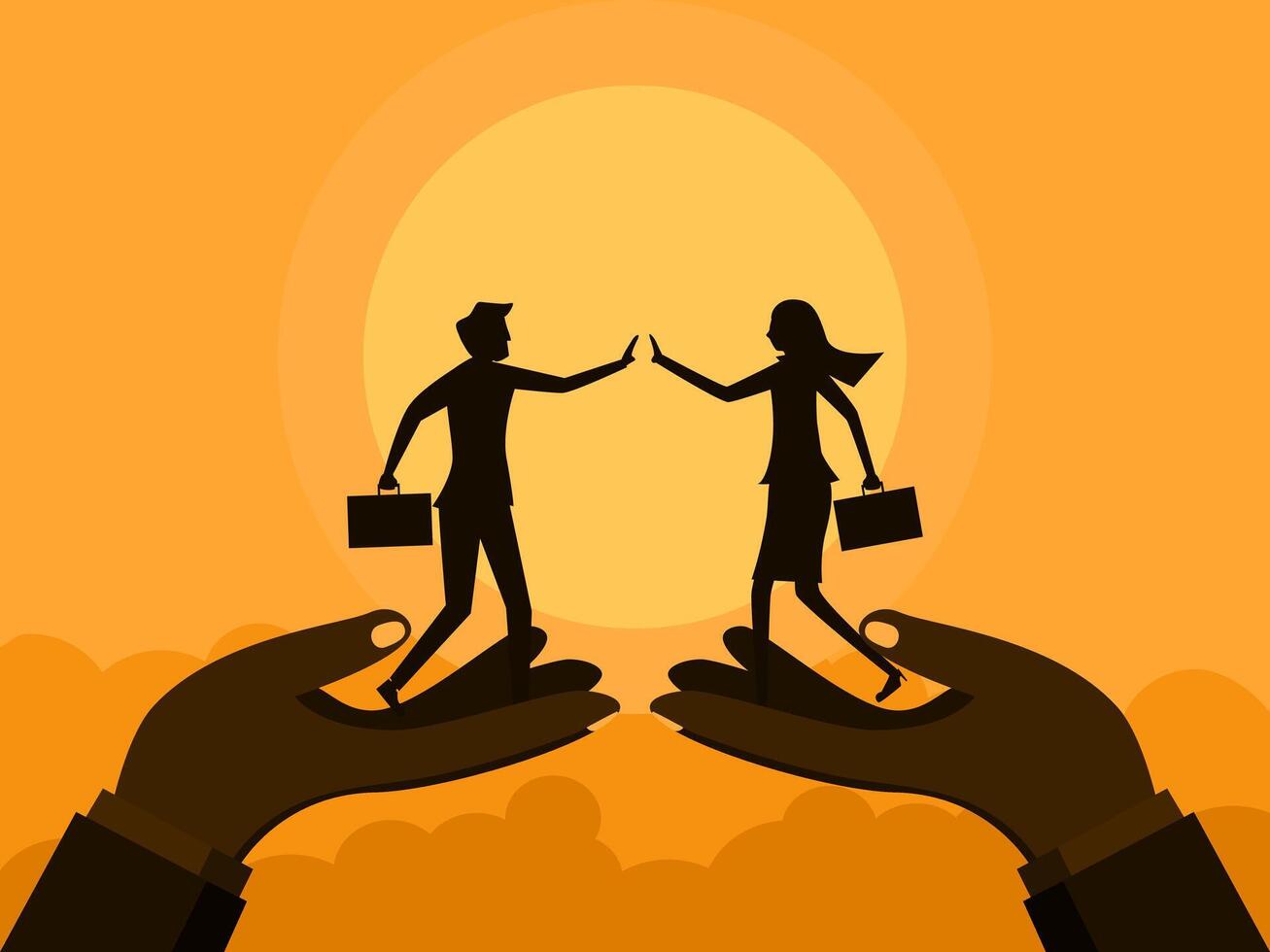 Two businessmen agree to work together. vector