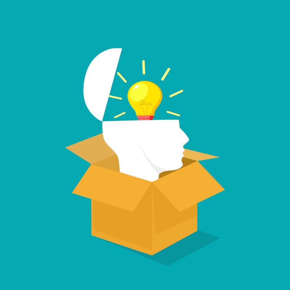 Creative head. Think outside the box vector