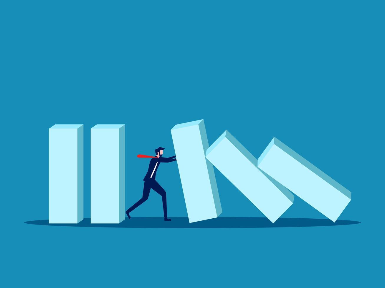 Hedging concept. Stop the domino business crisis. vector