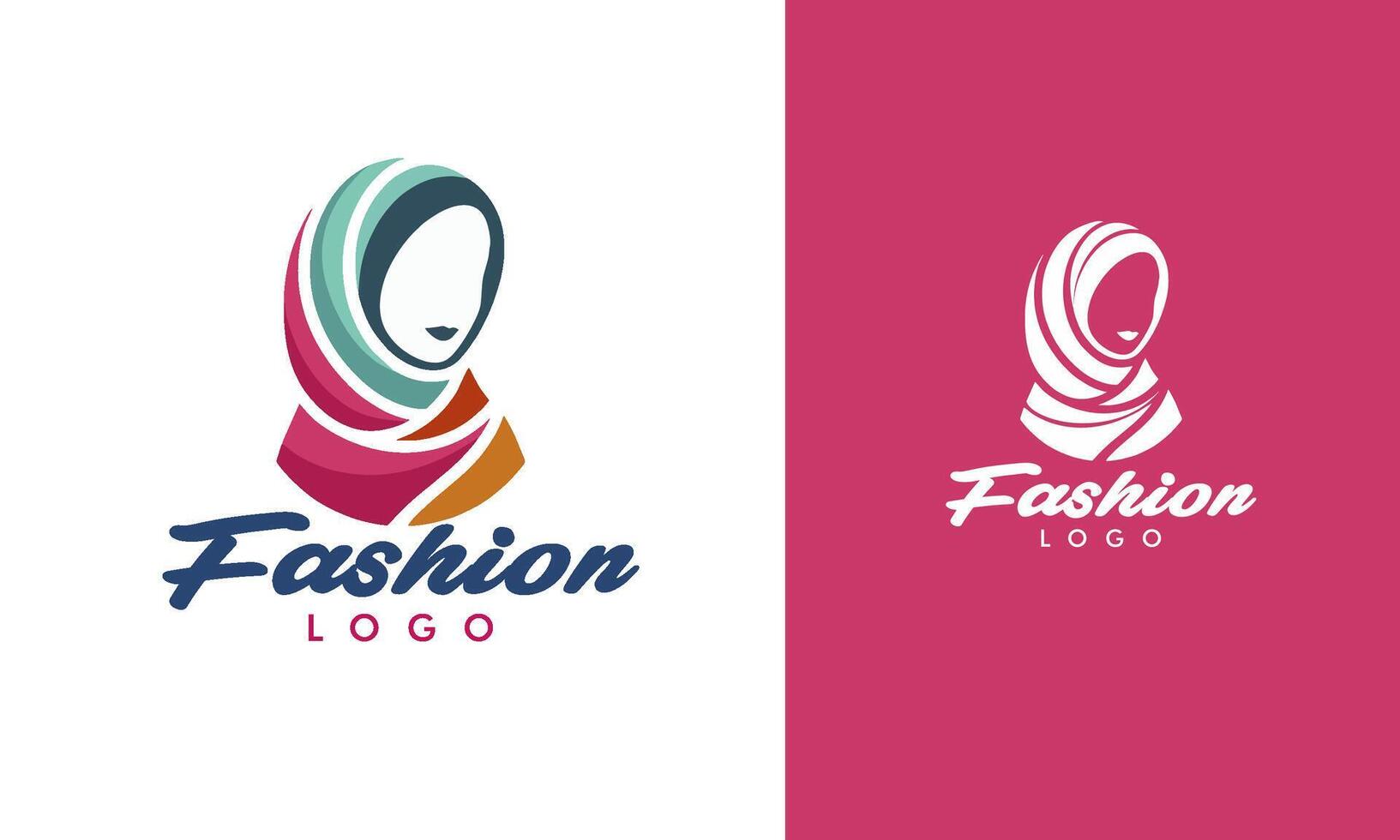 Muslim fashion logo, full color hijab woman's head vector