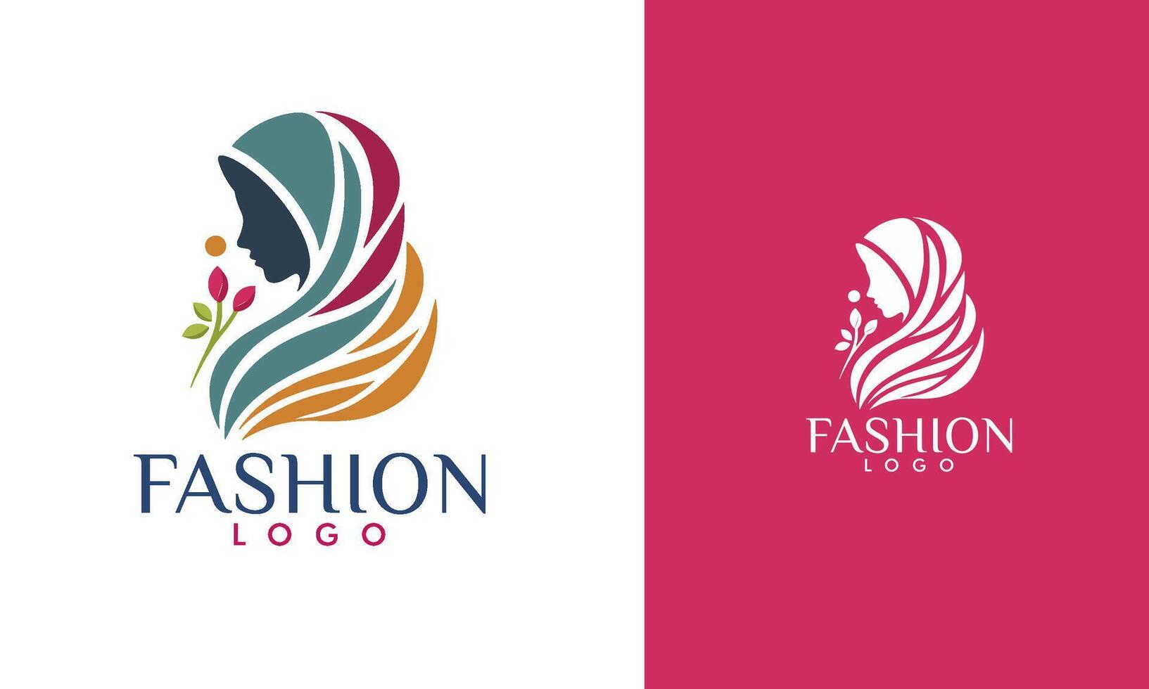 Muslim fashion logo, full color hijab woman's head vector