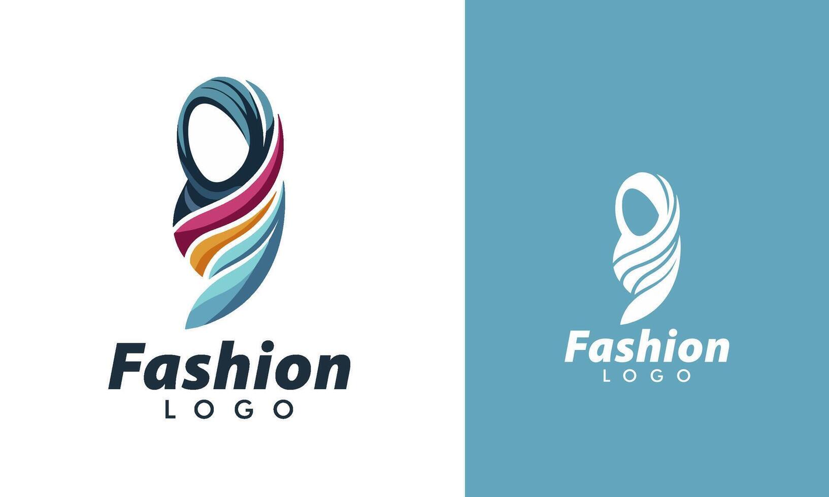 Muslim fashion logo, full color hijab woman's head vector