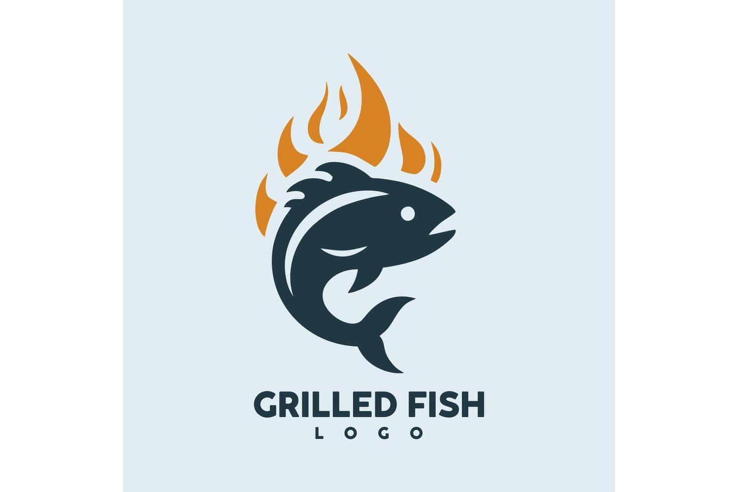 Vector illustration of Grilled fish, grilled fish silhouette logo