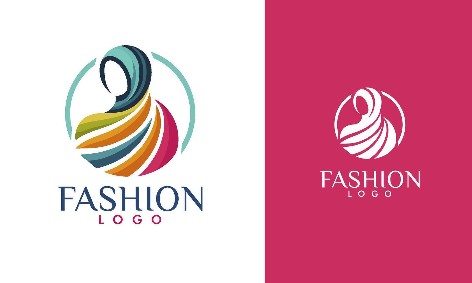 Muslim fashion logo, full color hijab woman's head vector