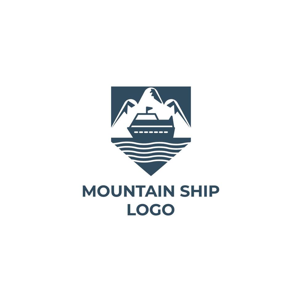 Vintage Mountain Ship logo template vector
