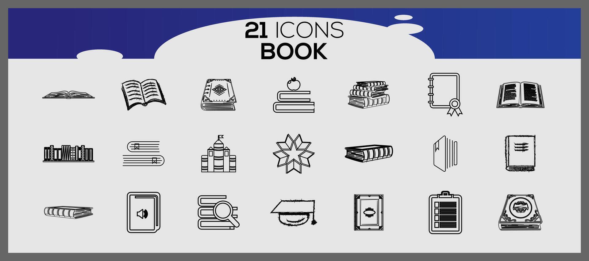 plano conjunto de libro íconos colocar. libro íconos elementos colocar. libro plano íconos colocar. vector