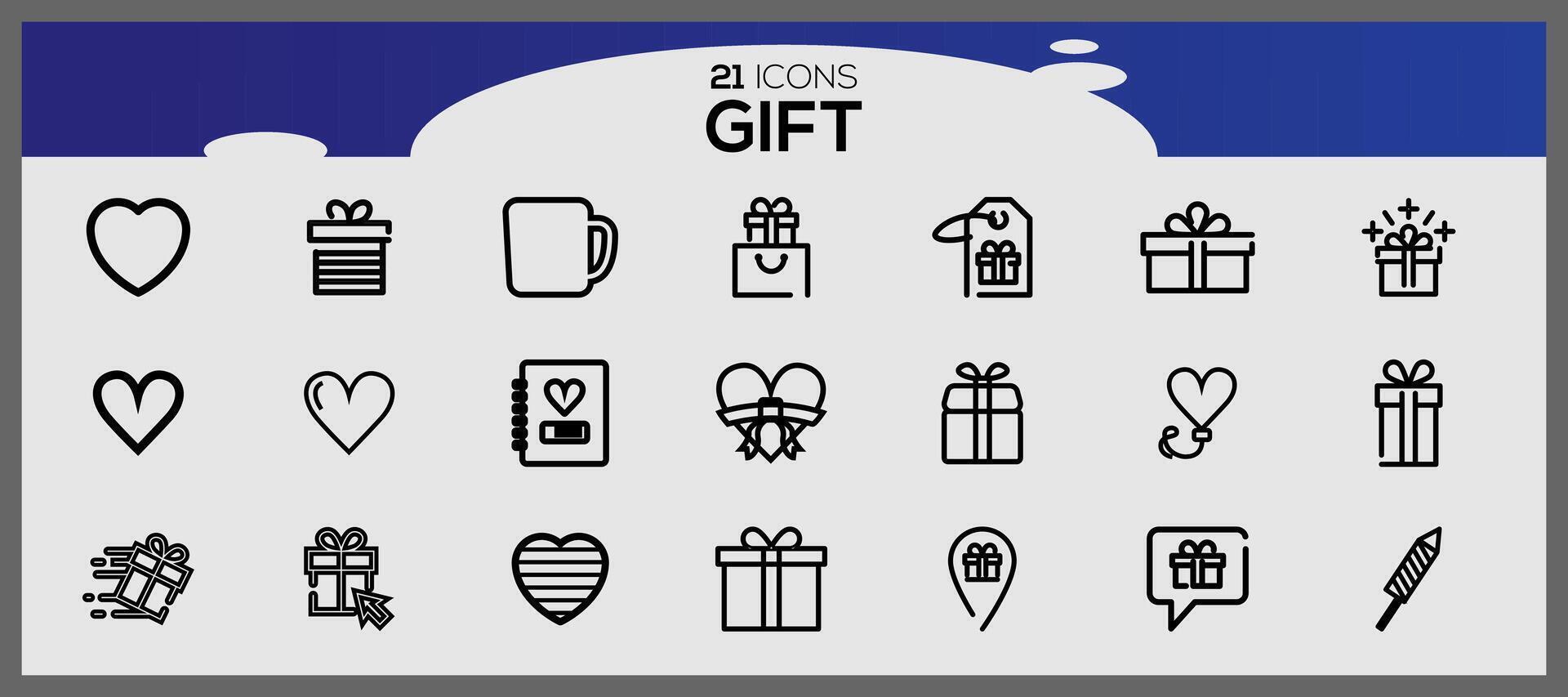 Gift box icon set. Set of holiday boxes silhouette. Birthday celebration line icon pack. vector
