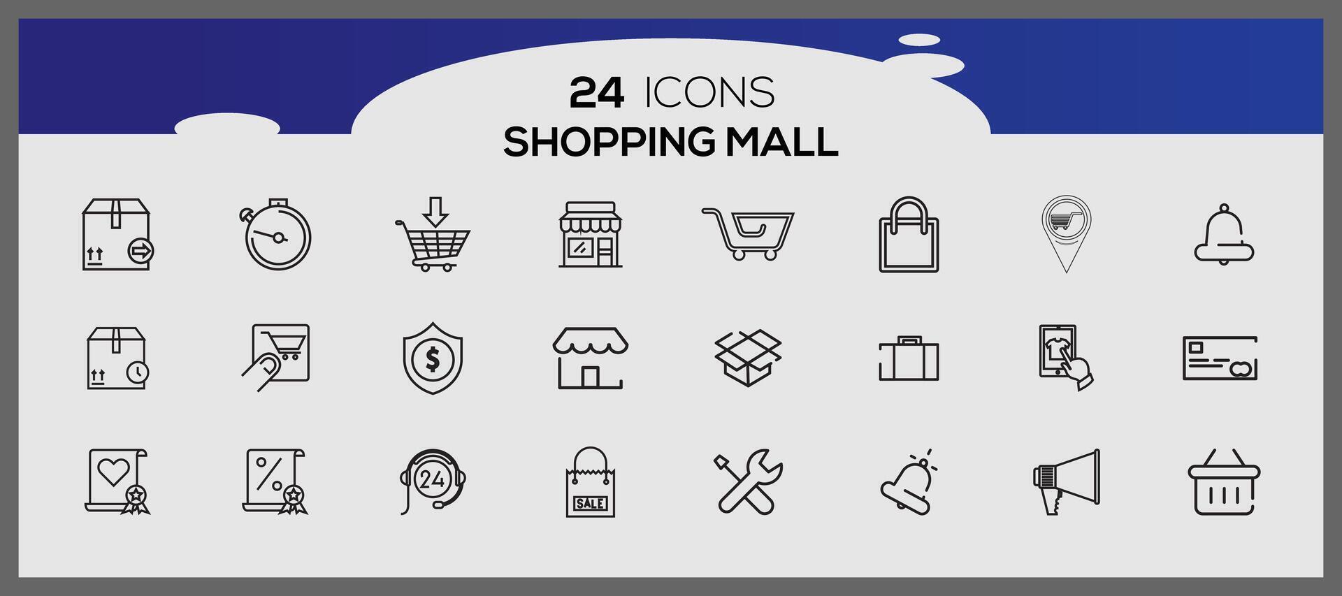 Supermarket minimal icons set. E-comerce icon collection. Shopping icons. vector