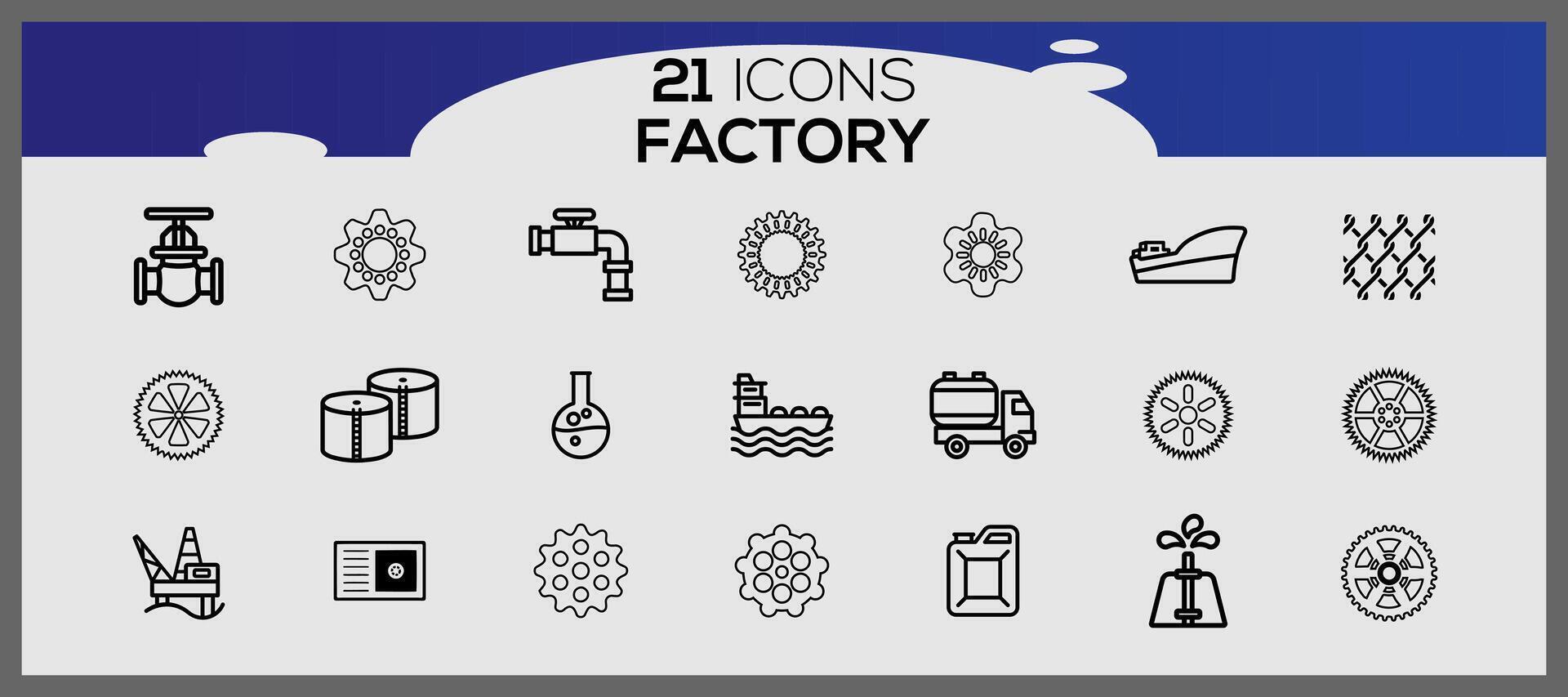 Factory icon pack, with outline icon style. Industrial buildings flat icon set. Plants and factories stickers icon set. vector
