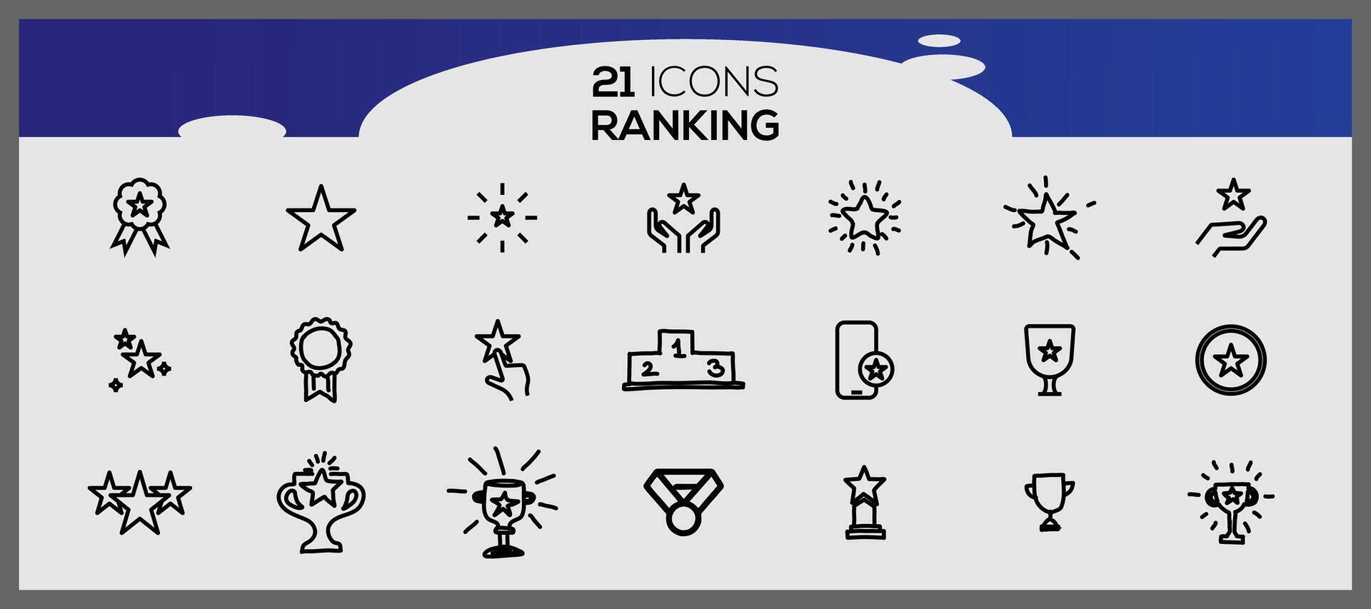 Ranking icon set. Level up label collection set. Trophy icons collection. vector