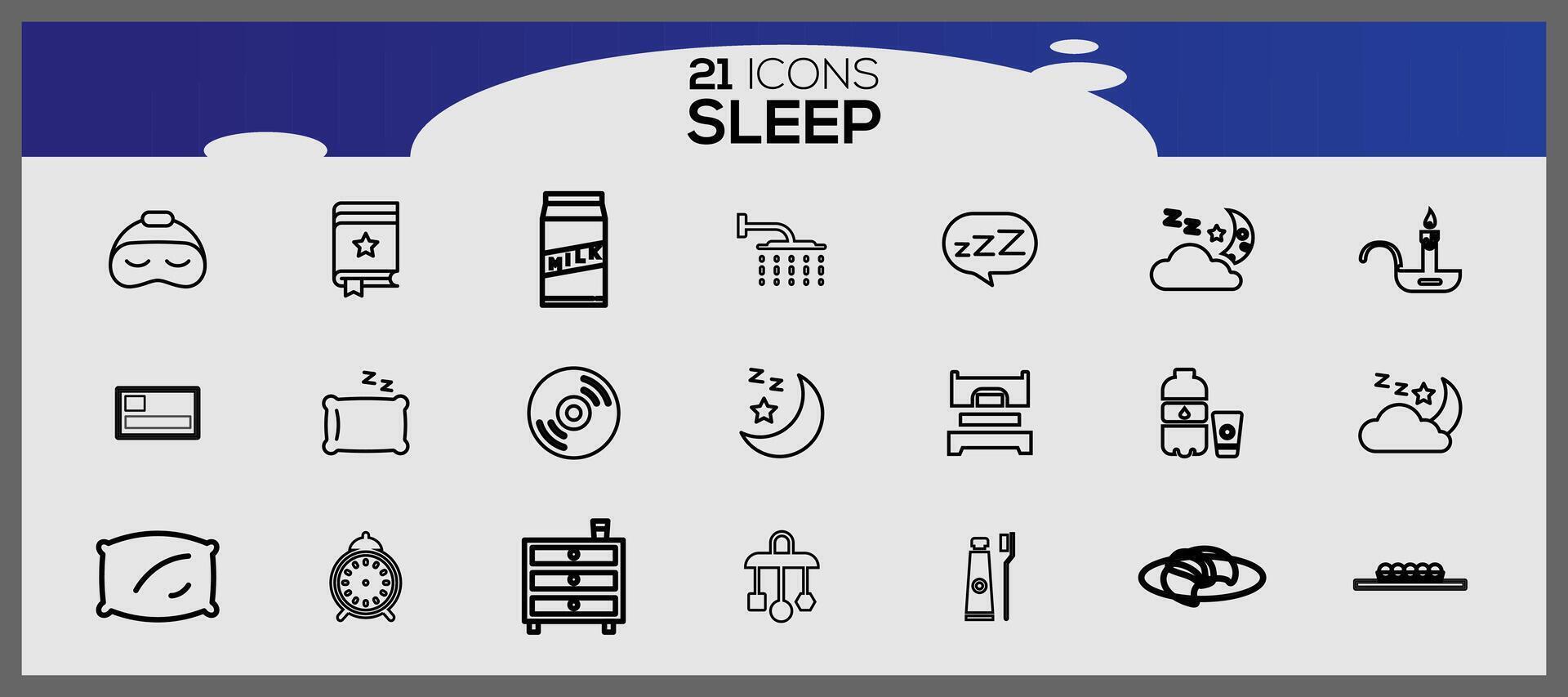 Sleep time icons. Sleep better concept flat icons. Set of sleep color icons. vector