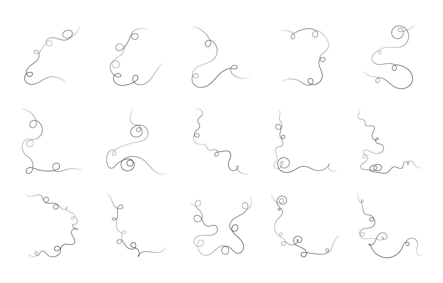 resumen curvilíneo líneas recopilación, ondulado líneas para gráfico diseño decoración. dibujado a mano línea Arte con curva modelo. vector ilustración de curvo líneas colección en blanco antecedentes