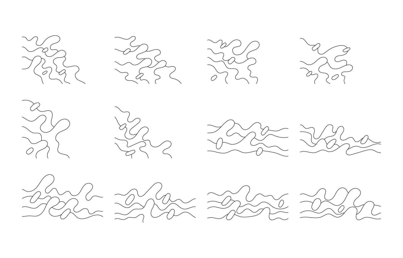 artístico línea diseño para esquina decoración. vector ilustración de ondulado líneas frontera marco. dibujado a mano garabatear línea paisaje. creativo minimalista y moderno línea Arte modelo. resumen estético forma