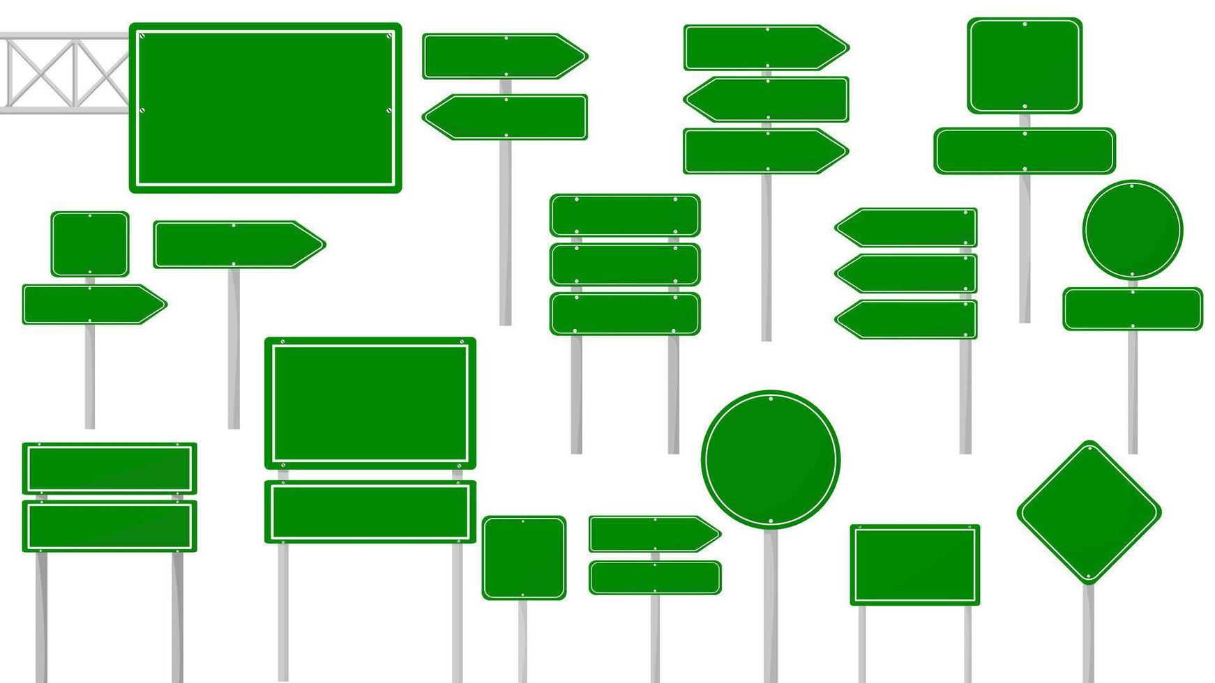 la carretera verde tráfico señales conjunto vector