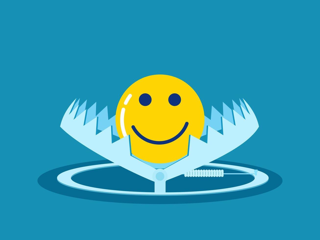 Happiness trap. Smiling icon in a bear trap Vector