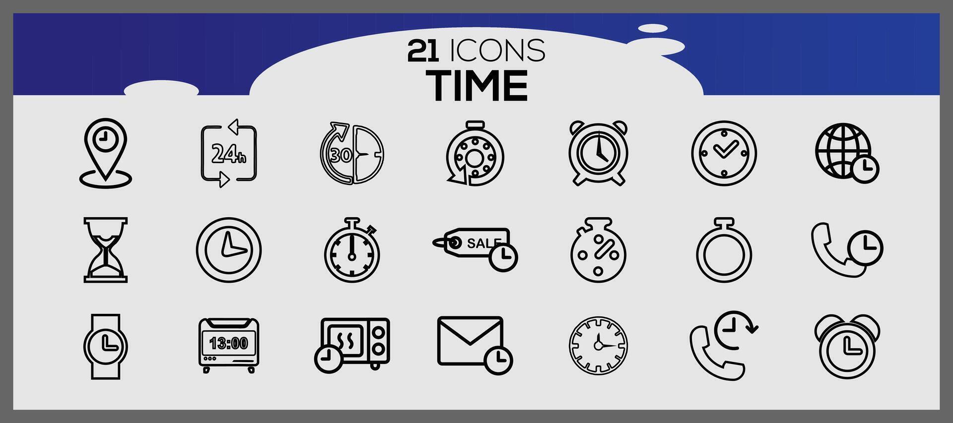 hora íconos recopilación. relojes icono colocar. reloj íconos colocar. vector