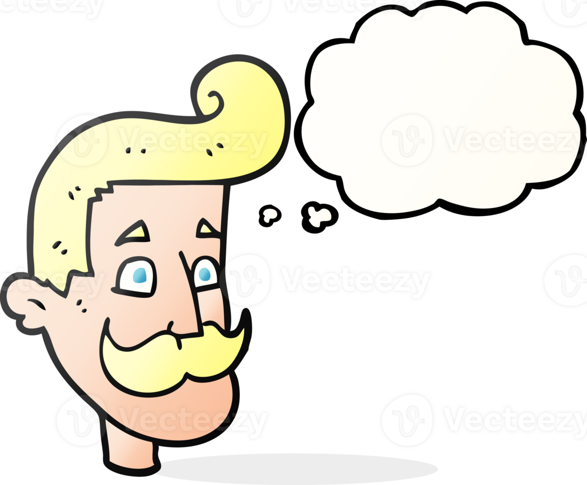 thought bubble cartoon man with mustache png