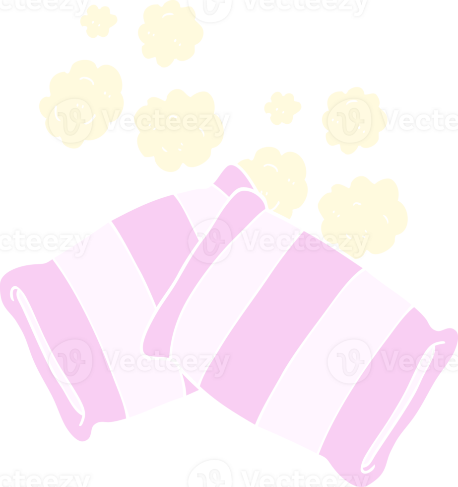 flat color illustration of a cartoon pillow png