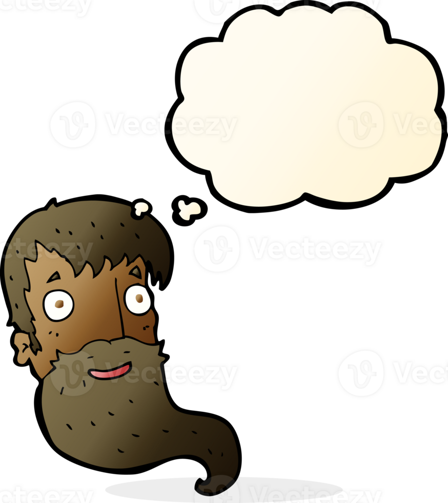cartoon bearded man with thought bubble png