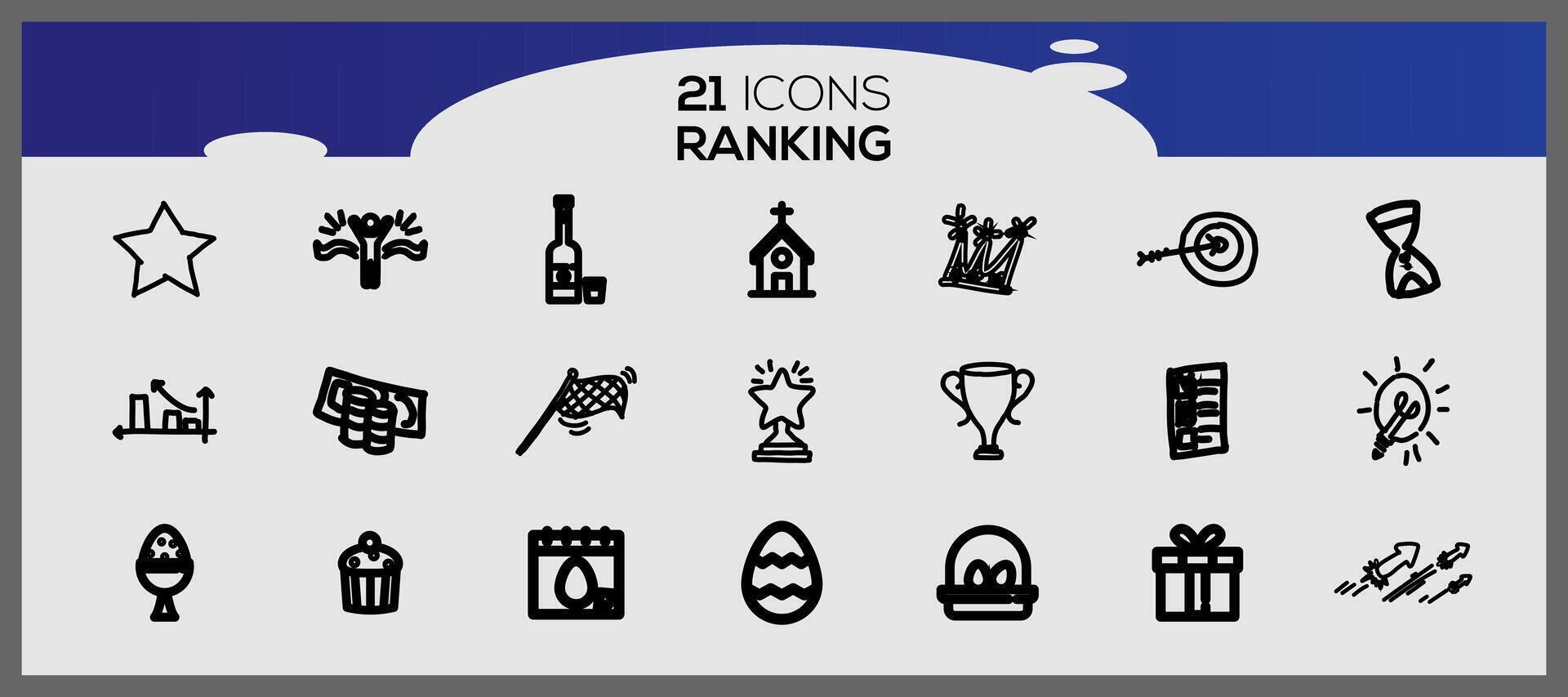 Ranking icon set. Level up label collection set. Trophy icons collection. vector