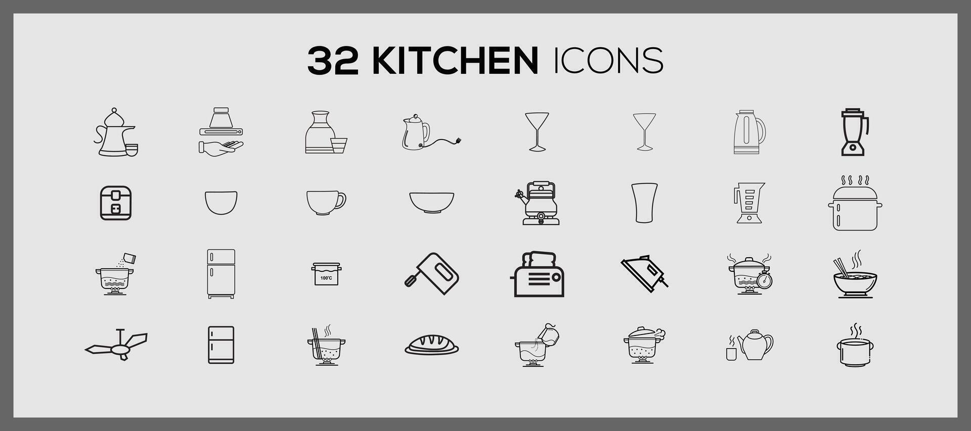 Different kitchen icons. Cute kitchen utensils doodle sticker set. Cooking doodle icons kitchen utensils line food restaurant logo. vector