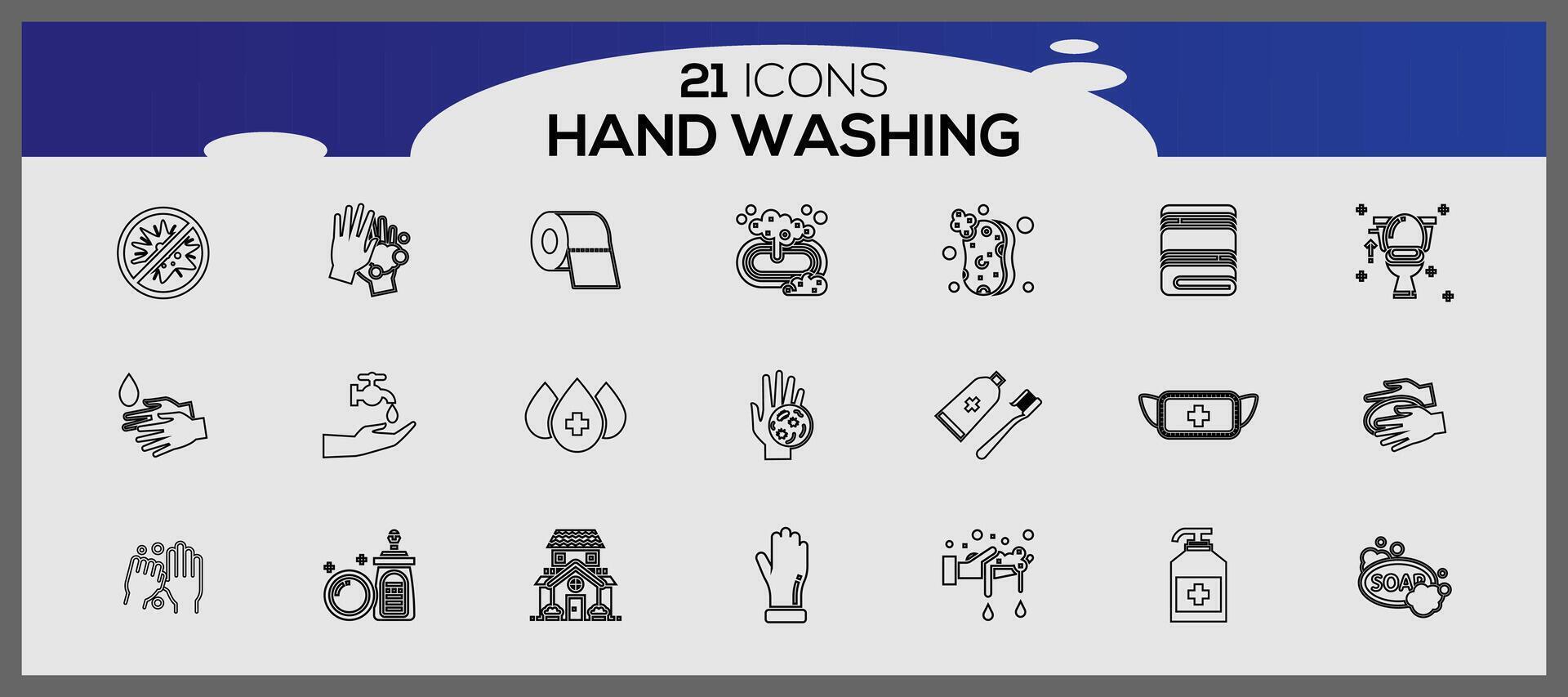 Wash your hands line icon set. Hand washing with soap icon. Washing hand icon illustration. vector