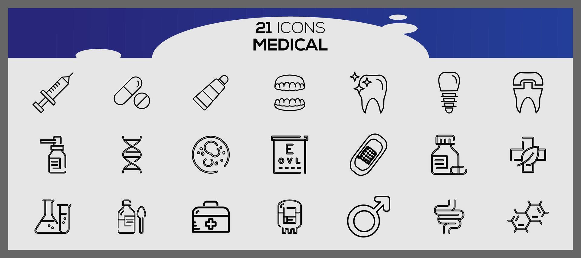 paquete de médico iconos salud íconos colocar. médico íconos embalar. vector