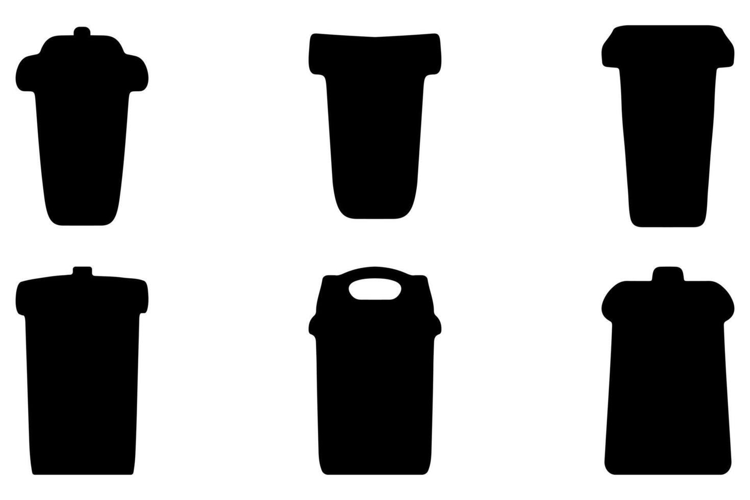 Trash can silhouette icon set vector