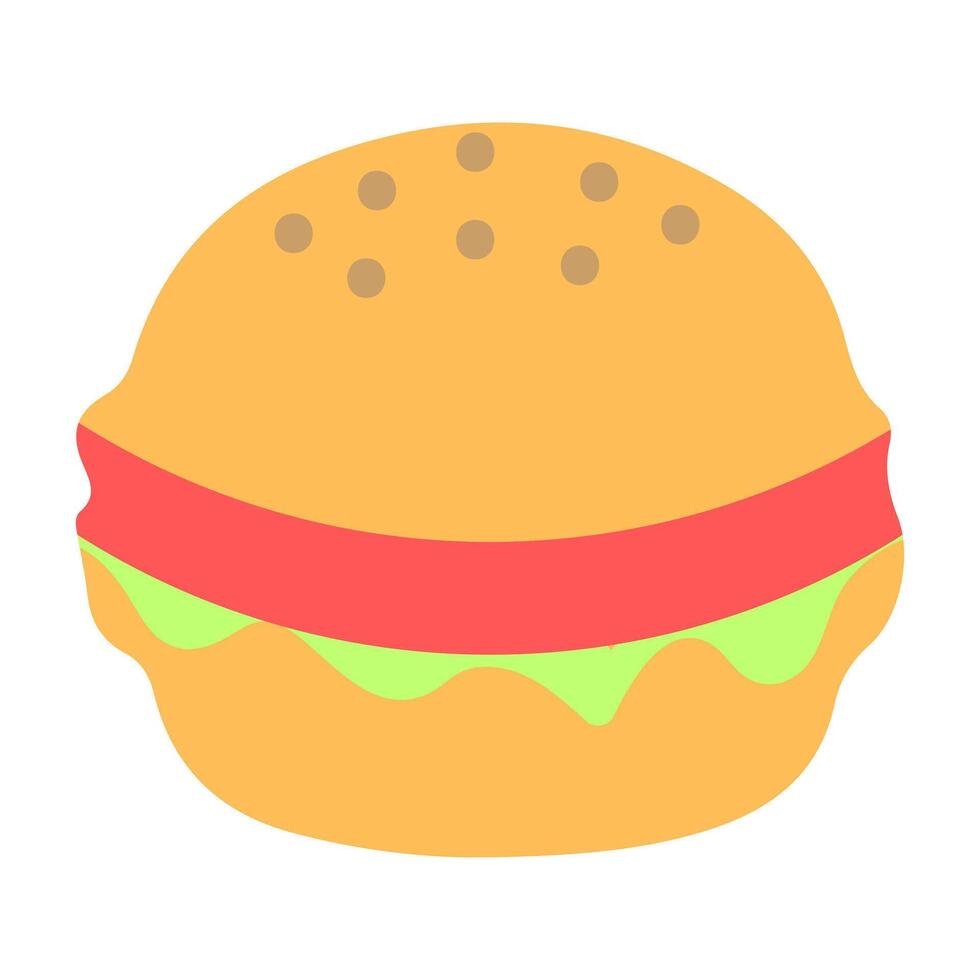 Delicious burger icon. Food flat design vector