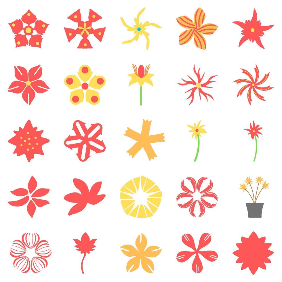 Botanical flower set. Decorative floral vector