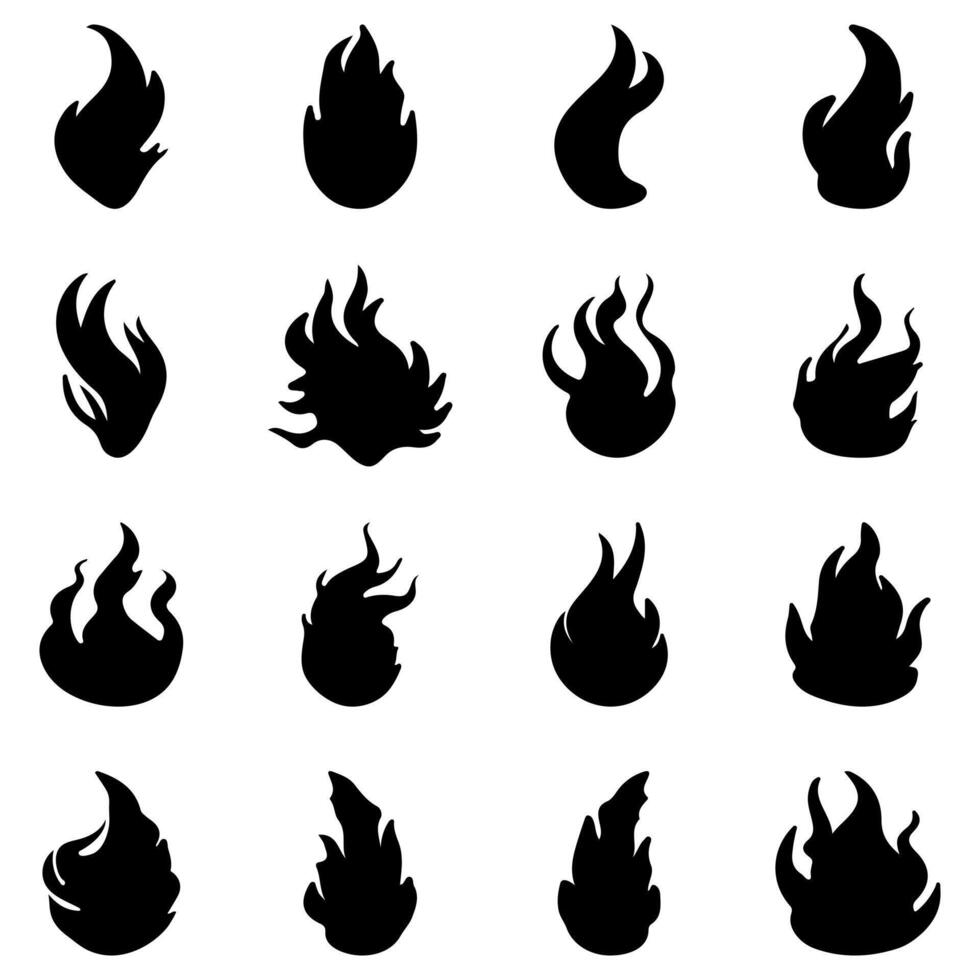 Simple fire silhouette icon set vector