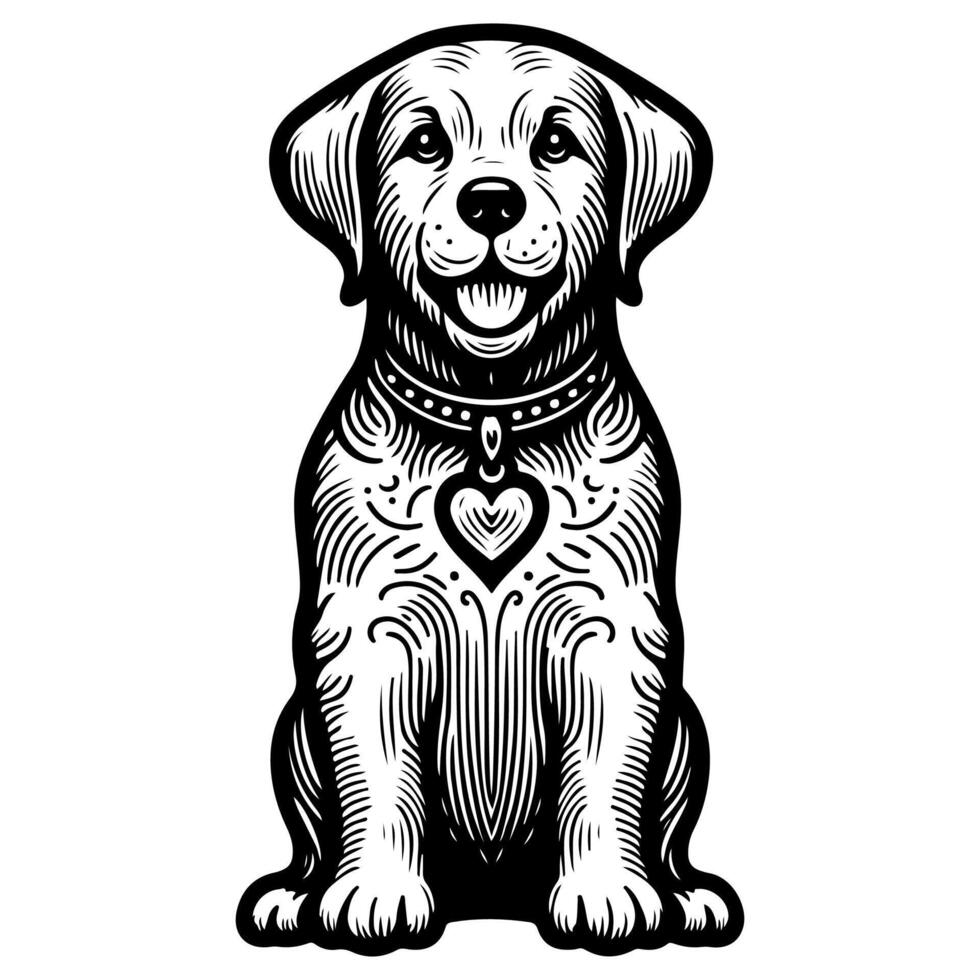 hand draw line art cute puppy dog doodle, continuous single clean drawing line dog cartoon style coloring book page for kid vector illustration on white background