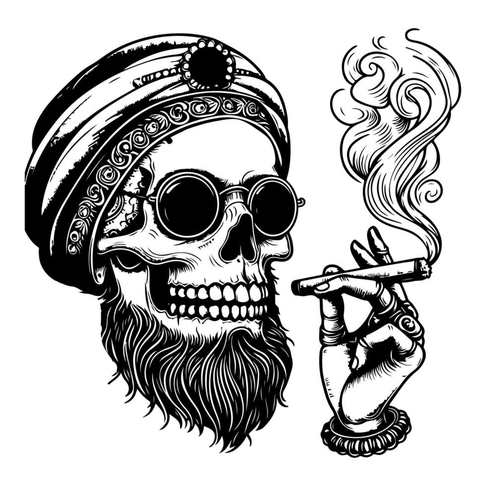 AI generated skull smoking vector