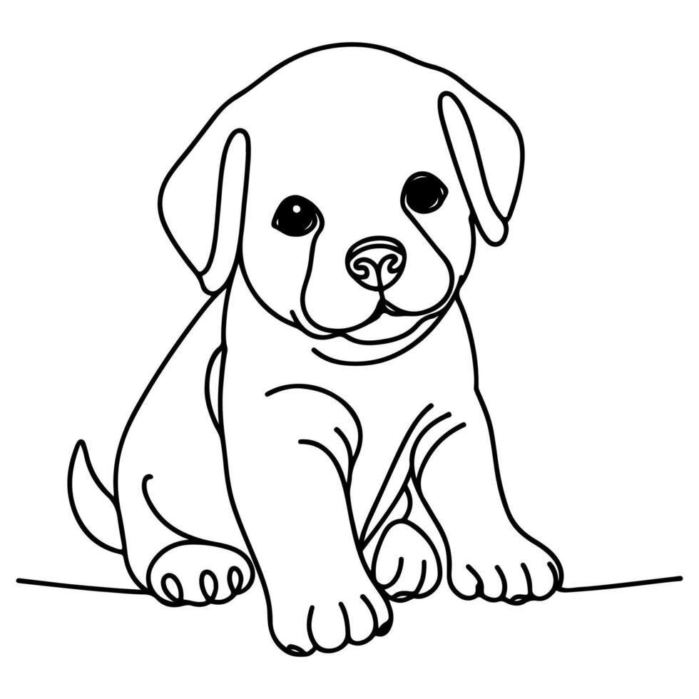 mano dibujar línea Arte linda perrito perro garabatear, continuo soltero limpiar dibujo línea perro dibujos animados estilo colorante libro página para niño vector ilustración en blanco antecedentes